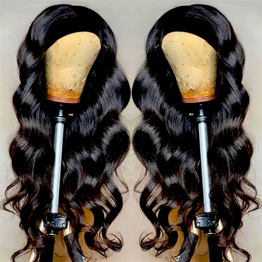 100% human virgin hair headband wig. Never used, high quality hair,22” density